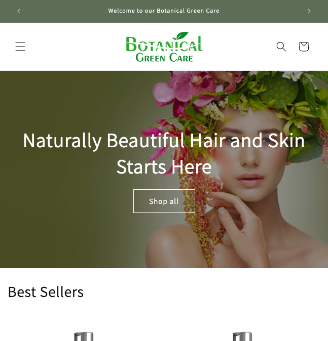 Botanical Green Care Shopify store